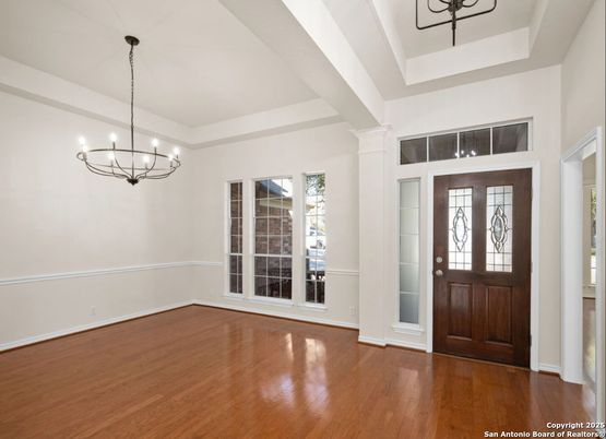 Chandelier, Empty room, Interior, Pendant Lights, Wood Texture Flooring