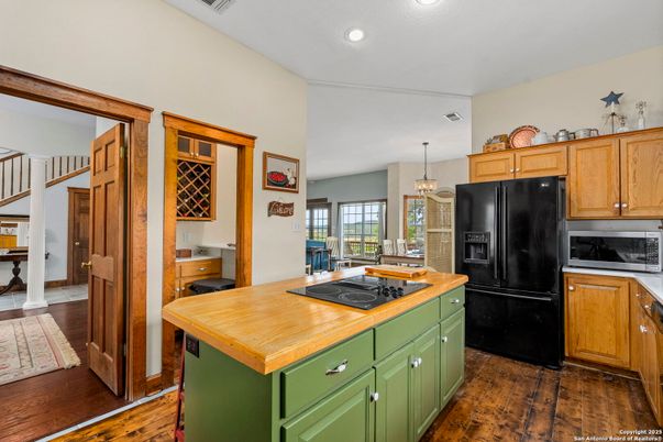Chandelier, Interior, Kitchen, Pendant Lights, Recessed Lighting, Wood Texture Flooring