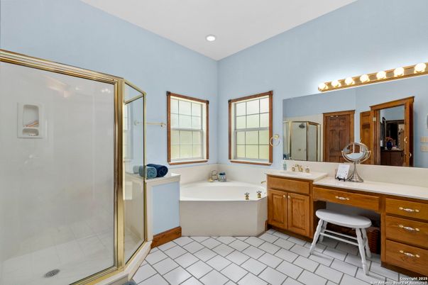 Bathroom, Dual Sink Vanities, Glass Shower, Interior, Recessed Lighting