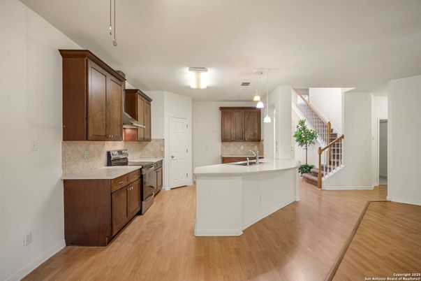Interior, Kitchen, Pendant Lights, Wood Texture Flooring