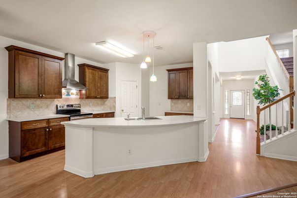 Interior, Kitchen, Pendant Lights, Wood Texture Flooring