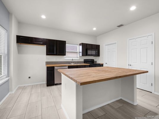 Interior, Kitchen, Recessed Lighting, Wood Texture Flooring