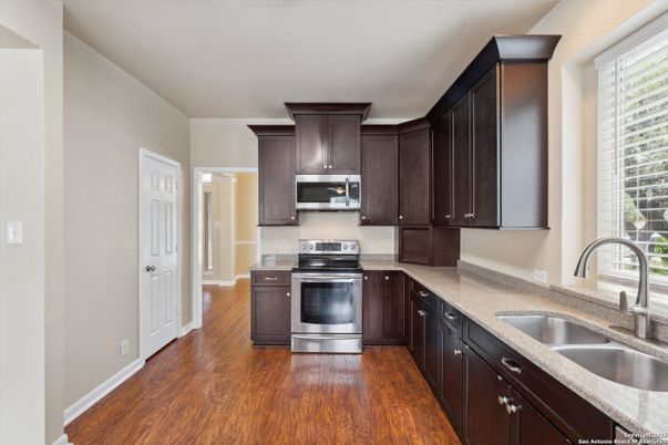 Interior, Kitchen, Stainless Steel Appliances, Wood Texture Flooring