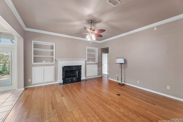Empty room, Fireplace, Interior, Wood Texture Flooring