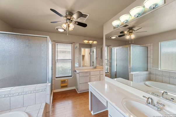Bathroom, Dual Sink Vanities, Interior, Wood Texture Flooring