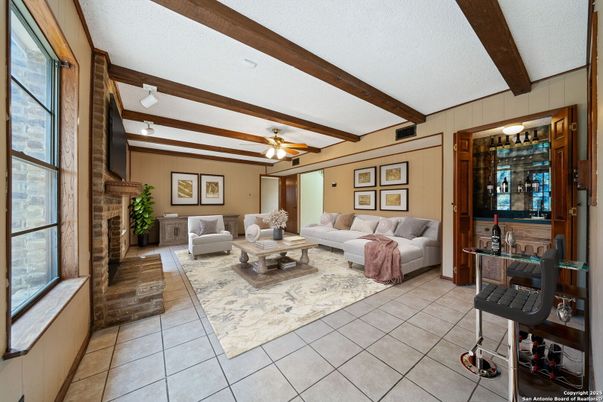 Fireplace, Interior, Living room, Stone Walls, Wooden Beams