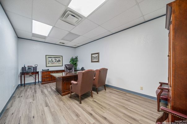 Home Office, Interior, Recessed Lighting, Wood Texture Flooring