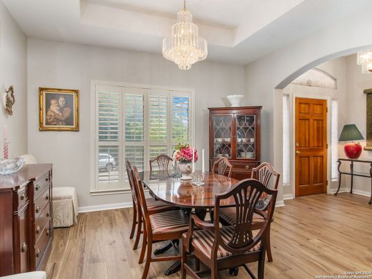 Chandelier, Dining room, Interior, Wood Texture Flooring