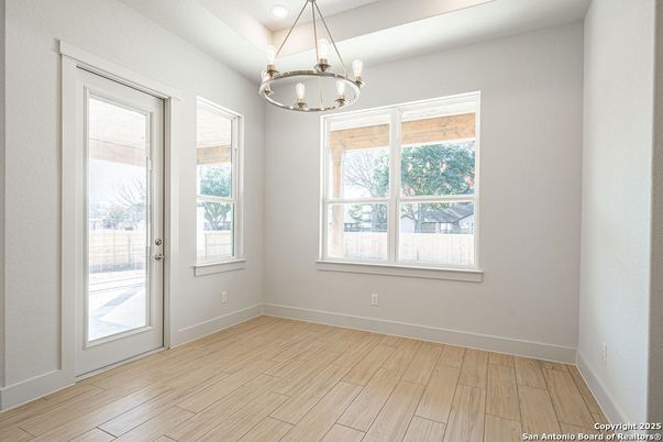 Empty room, Interior, Pendant Lights, Wood Texture Flooring