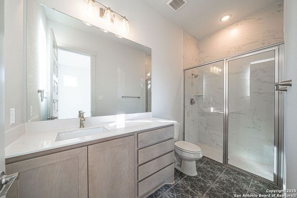 Bathroom, Glass Shower, Interior, Marble Walls, Recessed Lighting
