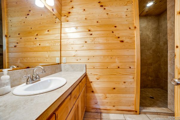 Bathroom, Interior, Recessed Lighting, Wooden Walls