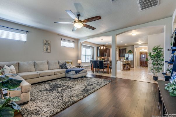 Dining room, Interior, Kitchen, Living room, Pendant Lights, Recessed Lighting, Wood Texture Flooring