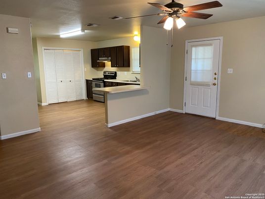Interior, Kitchen, Stainless Steel Appliances, Wood Texture Flooring