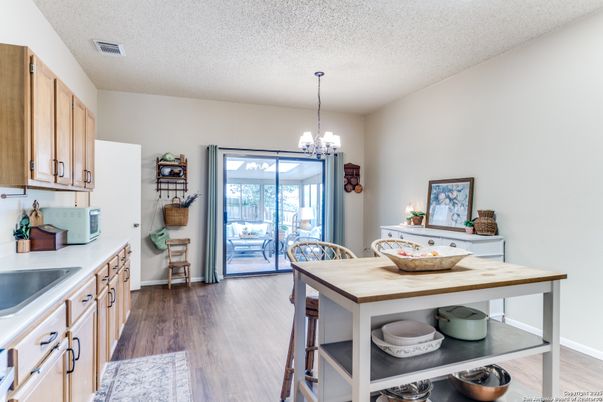 Chandelier, Interior, Kitchen, Wood Texture Flooring