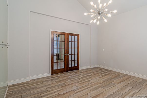 Empty room, Interior, Pendant Lights, Wood Texture Flooring