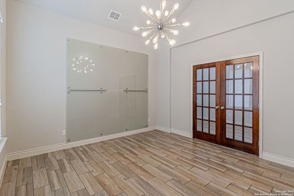 Empty room, Interior, Pendant Lights, Wood Texture Flooring