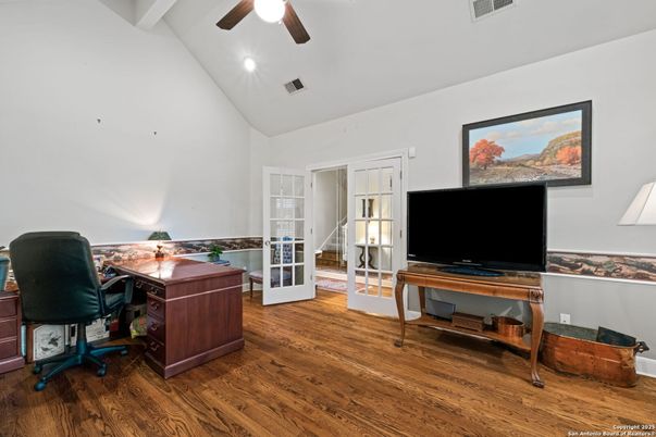 Home Office, Interior, Recessed Lighting, Wood Texture Flooring
