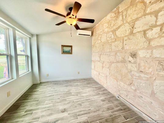 Empty room, Interior, Stone Walls, Wood Texture Flooring