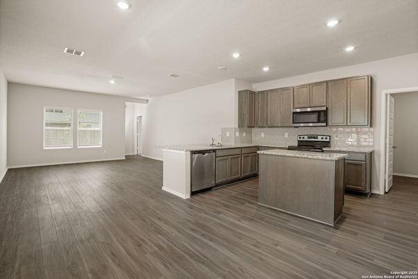 Interior, Kitchen, Recessed Lighting, Wood Texture Flooring