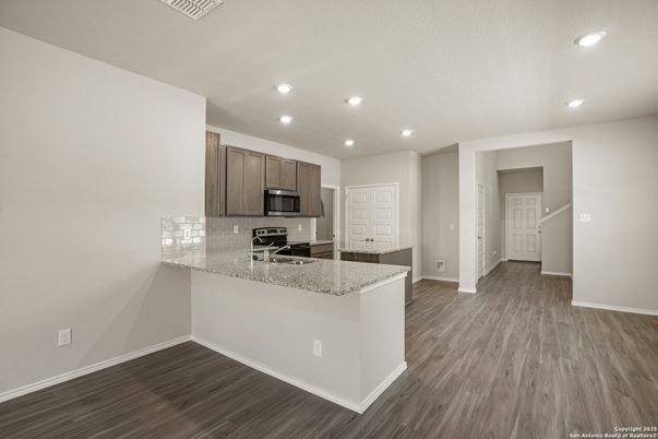 Interior, Kitchen, Recessed Lighting, Wood Texture Flooring