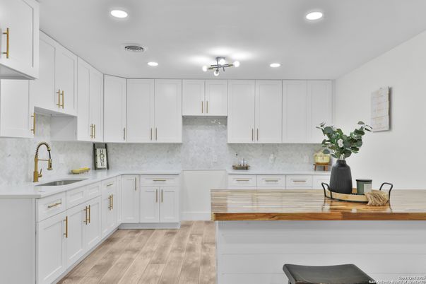 Interior, Kitchen, Recessed Lighting, Wood Texture Flooring