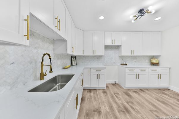 Interior, Kitchen, Recessed Lighting, Wood Texture Flooring