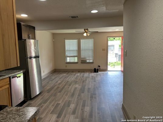 Interior, Kitchen, Recessed Lighting, Wood Texture Flooring
