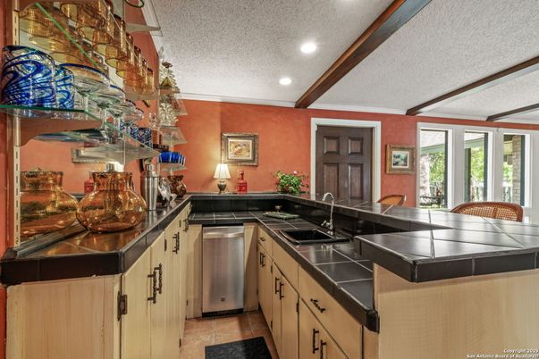 Interior, Kitchen, Recessed Lighting, Stainless Steel Appliances, Tile Countertops