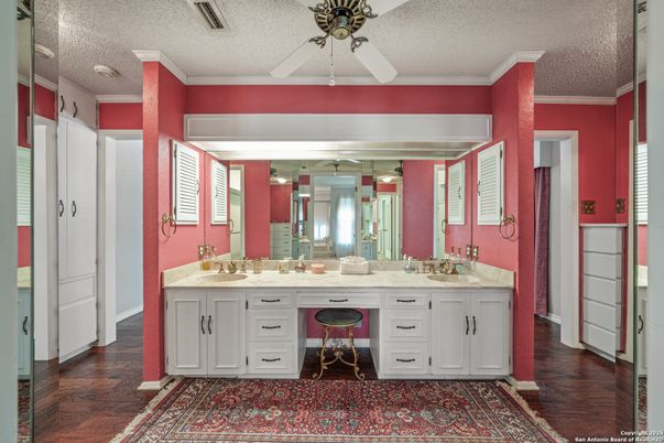 Bathroom, Dual Sink Vanities, Interior, Wood Texture Flooring