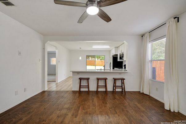 Interior, Kitchen, Pendant Lights, Wood Texture Flooring