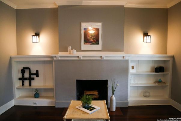 Fireplace, Interior, Wood Texture Flooring