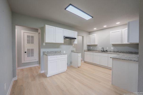 Interior, Kitchen, Recessed Lighting, Wood Texture Flooring