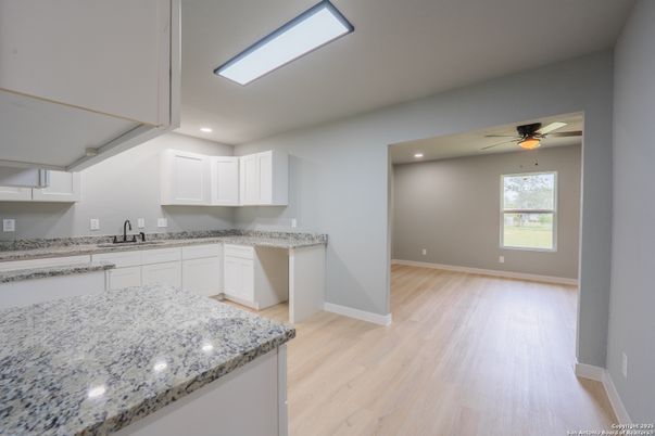 Interior, Kitchen, Recessed Lighting, Wood Texture Flooring