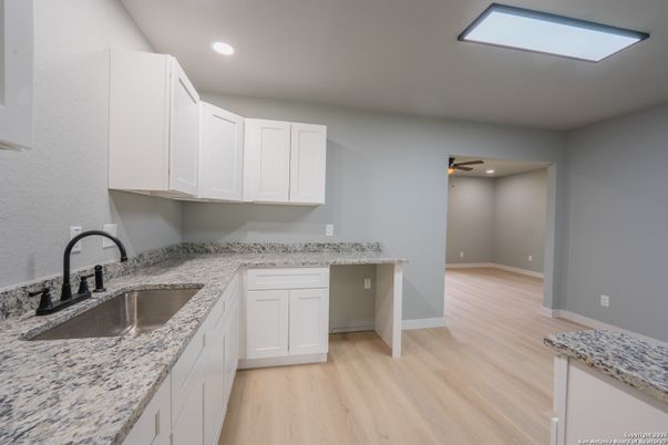 Interior, Kitchen, Recessed Lighting, Wood Texture Flooring