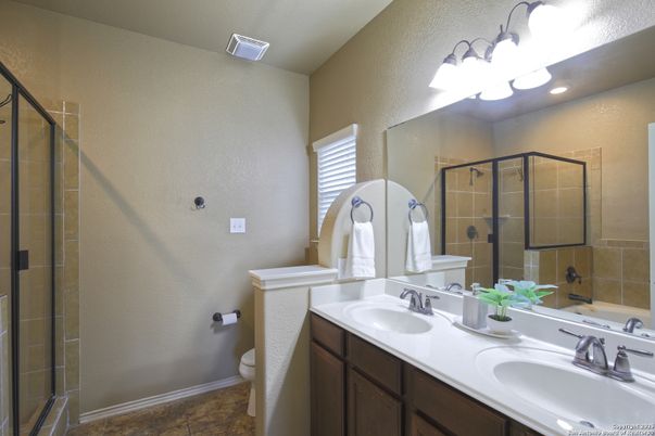 Bathroom, Dual Sink Vanities, Glass Shower, Interior
