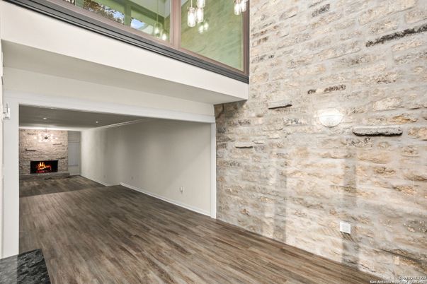 Fireplace, Interior, Stone Walls, Wood Texture Flooring