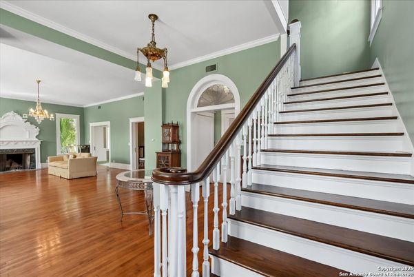 Chandelier, Fireplace, Interior, Pendant Lights, Wood Texture Flooring