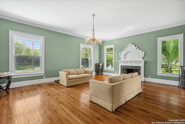 Chandelier, Fireplace, Interior, Living room, Wood Texture Flooring