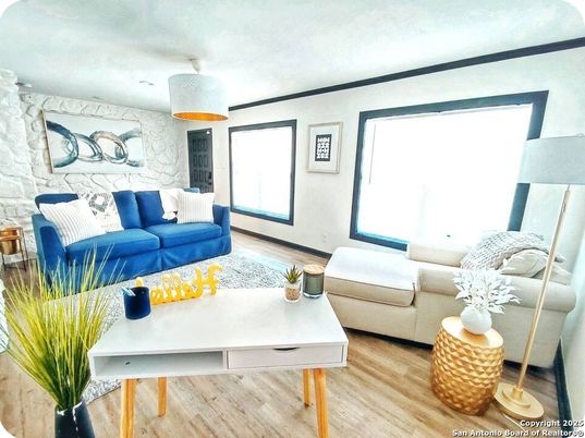 Interior, Living room, Stone Walls, Wood Texture Flooring