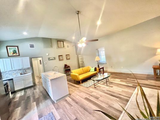 Interior, Kitchen, Living room, Recessed Lighting, Wood Texture Flooring