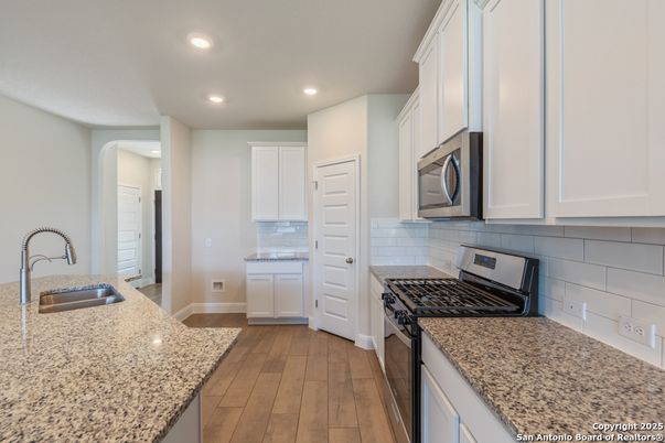 Interior, Kitchen, Recessed Lighting, Wood Texture Flooring