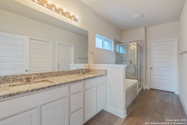 Bathroom, Glass Shower, Interior, Wood Texture Flooring
