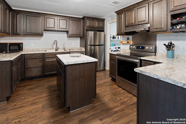 Interior, Kitchen, Stainless Steel Appliances, Wood Texture Flooring