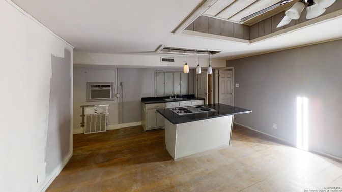 Interior, Kitchen, Pendant Lights, Wood Texture Flooring