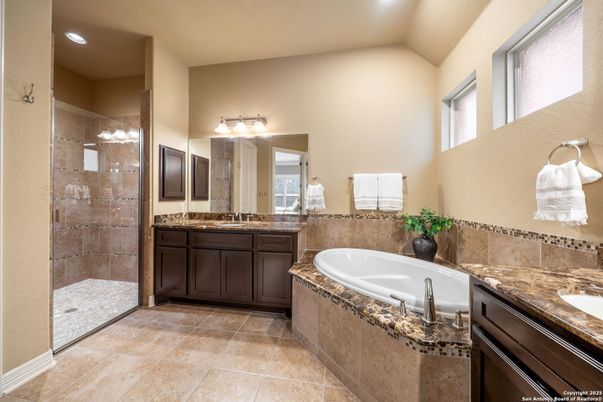 Bathroom, Dual Sink Vanities, Glass Shower, Interior, Recessed Lighting