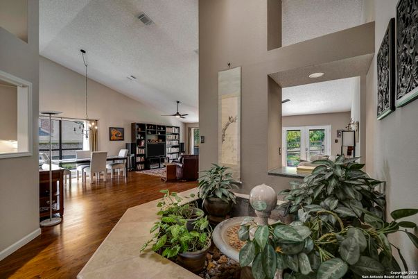 Dining room, Interior, Living room, Pendant Lights, Wood Texture Flooring