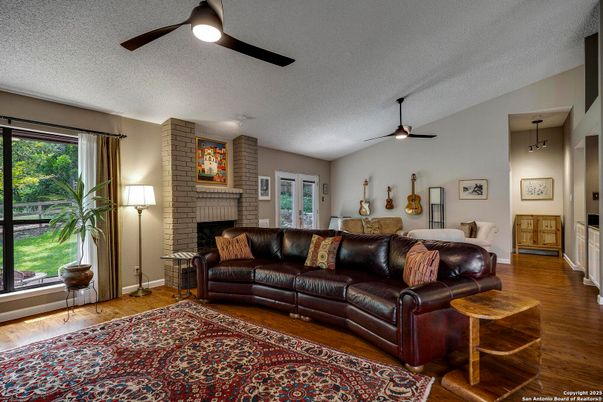 Fireplace, Interior, Living room, Stone Walls, Wood Texture Flooring