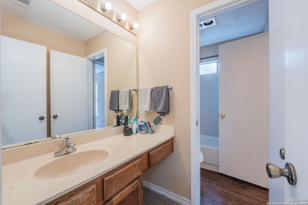 Bathroom, Dual Sink Vanities, Interior, Wood Texture Flooring