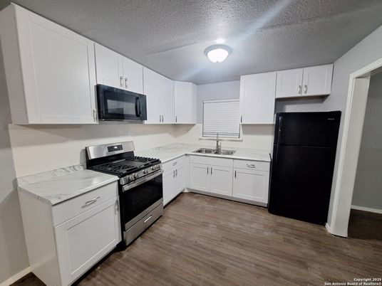 Interior, Kitchen, Stainless Steel Appliances, Wood Texture Flooring