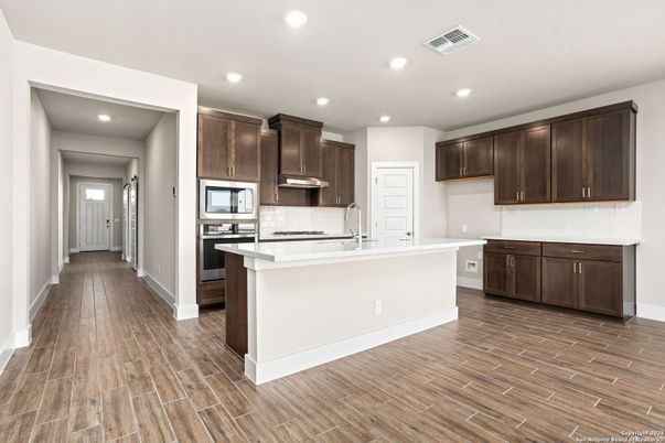 Interior, Kitchen, Recessed Lighting, Wood Texture Flooring